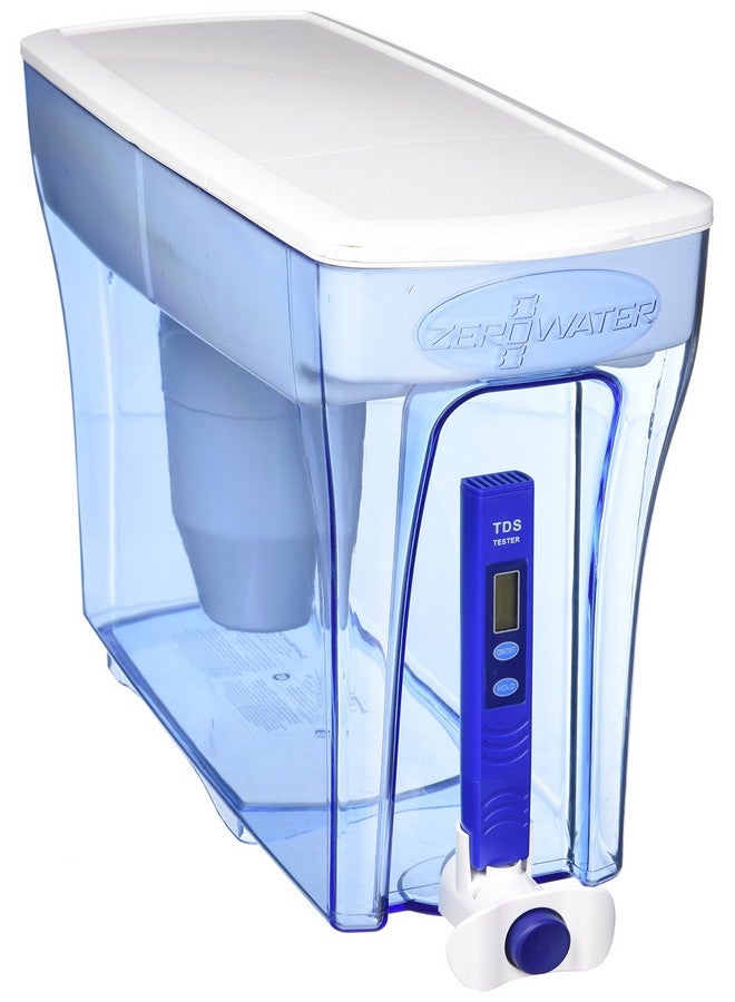 ZeroWater 30 Cup Ready-Pour 5-stage Water Filter Dispenser, NSF Certified To Reduce Lead, Other Heavy Metals And PFOA/PFOS, White And Blue - Image 1