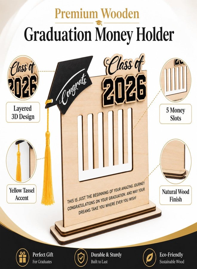 KATINAT Class of 2026 Graduation Money Holder 2026, Wooden Graduation Money Cash, Unique Graduate Gifts for Him Her Daughter Son Seniors, Graduation Gifts - Image 2