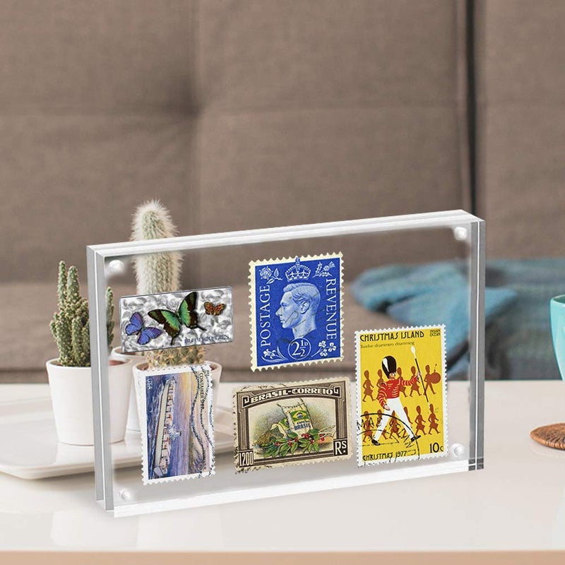 HELPLEX Acrylic Frame  2 Pack 4x6 Acrylic Picture Frames  20mm Thicker Frameless Clear Frame Double Sided Magnetic Frame  Free Standing Desktop Display Stand Acrylic Frames - Image 3