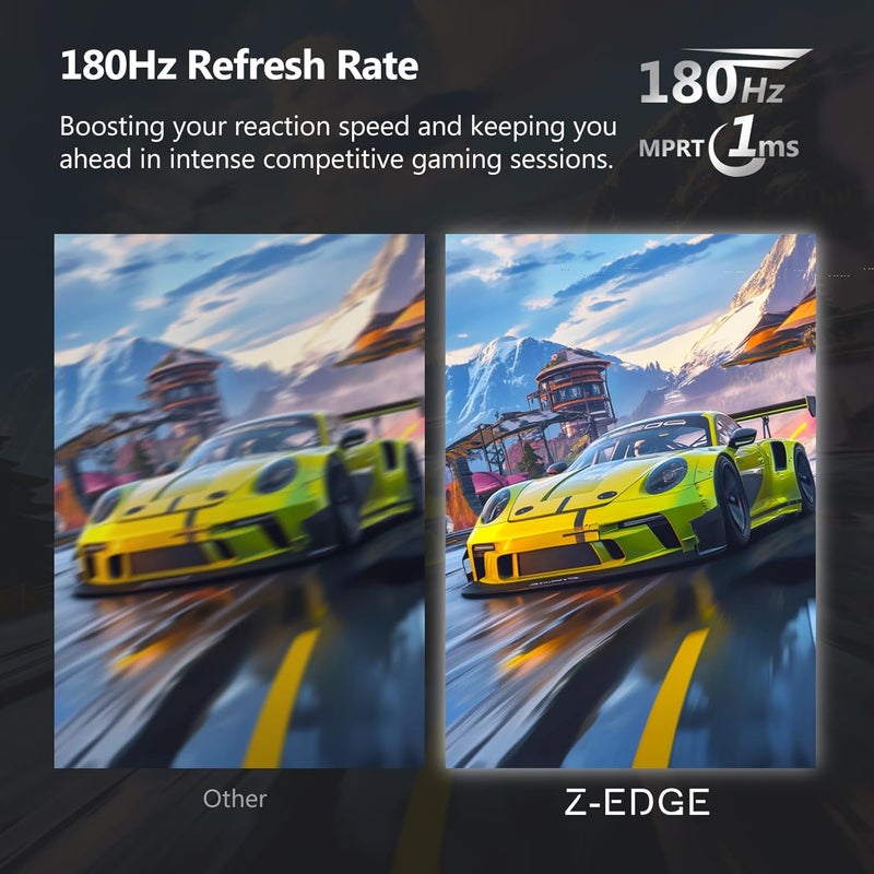 Z Z-Edge شاشة ألعاب Z-EDGE IPS بحجم 24 بوصة - 16:9 Full HD 1920x1080، معدل تحديث 180 هرتز، زمن استجابة 1 مللي ثانية، منافذ DP 1.4 و HDMI 2.0، شاشة LED بدون إطار، مناسبة لـ PS5 و Xbox، UG24F - Image 3