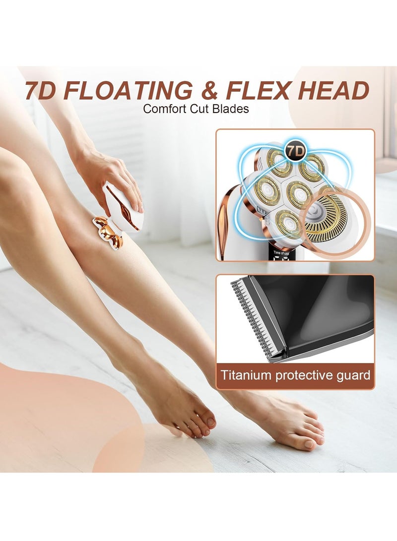 general 2-in-1 Electric Razors for Women, Wet/Dry 7D Rechargeable Rotary Shaver for Legs, Water Resistant Grooming Kit - Electric Razors for Women, Facial Hair Removal, Bikini Trimmer, Lips - Gentle Hair Remo - Image 4