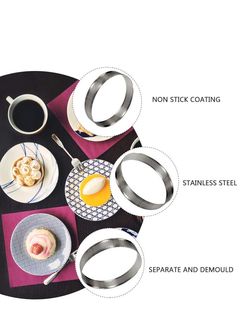 SOLARAE Circular Tart Ring Stainless Steel Nonstick Round Cake Rings Perforated Cake Mousse Ring Circular Cookies Cutter Pastry Tool - Image 4