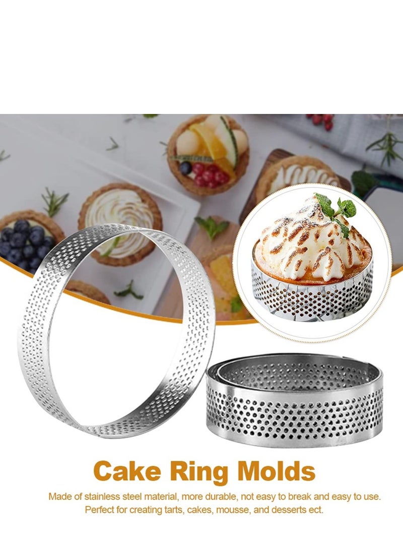 SOLARAE Circular Tart Ring Stainless Steel Nonstick Round Cake Rings Perforated Cake Mousse Ring Circular Cookies Cutter Pastry Tool - Image 2