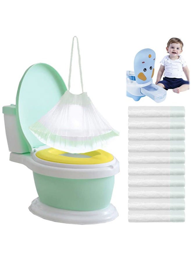 Anyumocz 100 Pack Potty Chair Liners Disposable,Drawstring Training Toilet Seat Liner Bags Cleaning Bag for Kids Toddlers Outdoors Travel - Image 1