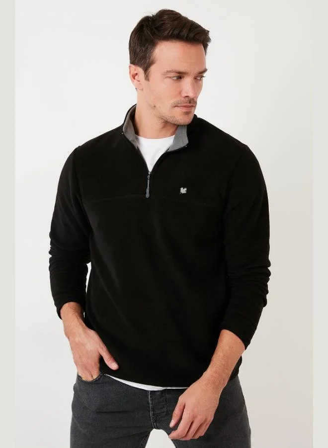 Buratti Buratti Slim Fit Anti-Pilling Non-Flapping Batwing Collar Cold-Resistant Brushed Fleece Men's POLAR 5906001