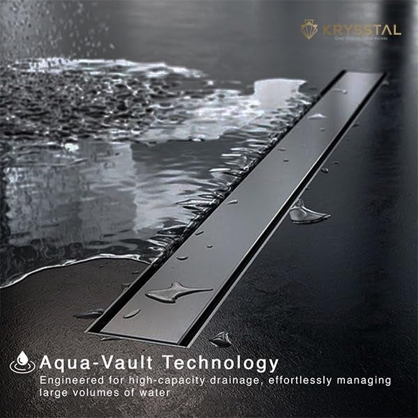 KRYSSTAL Tile Insert Shower Drain Channel 12 x 4 inches | 304 SS Shower Drain Cover with Cockroach Trap| Bathroom Water Drainer with Side Hole| Invisible Long Tile Insert Floor Drain for Bathroom - Image 3