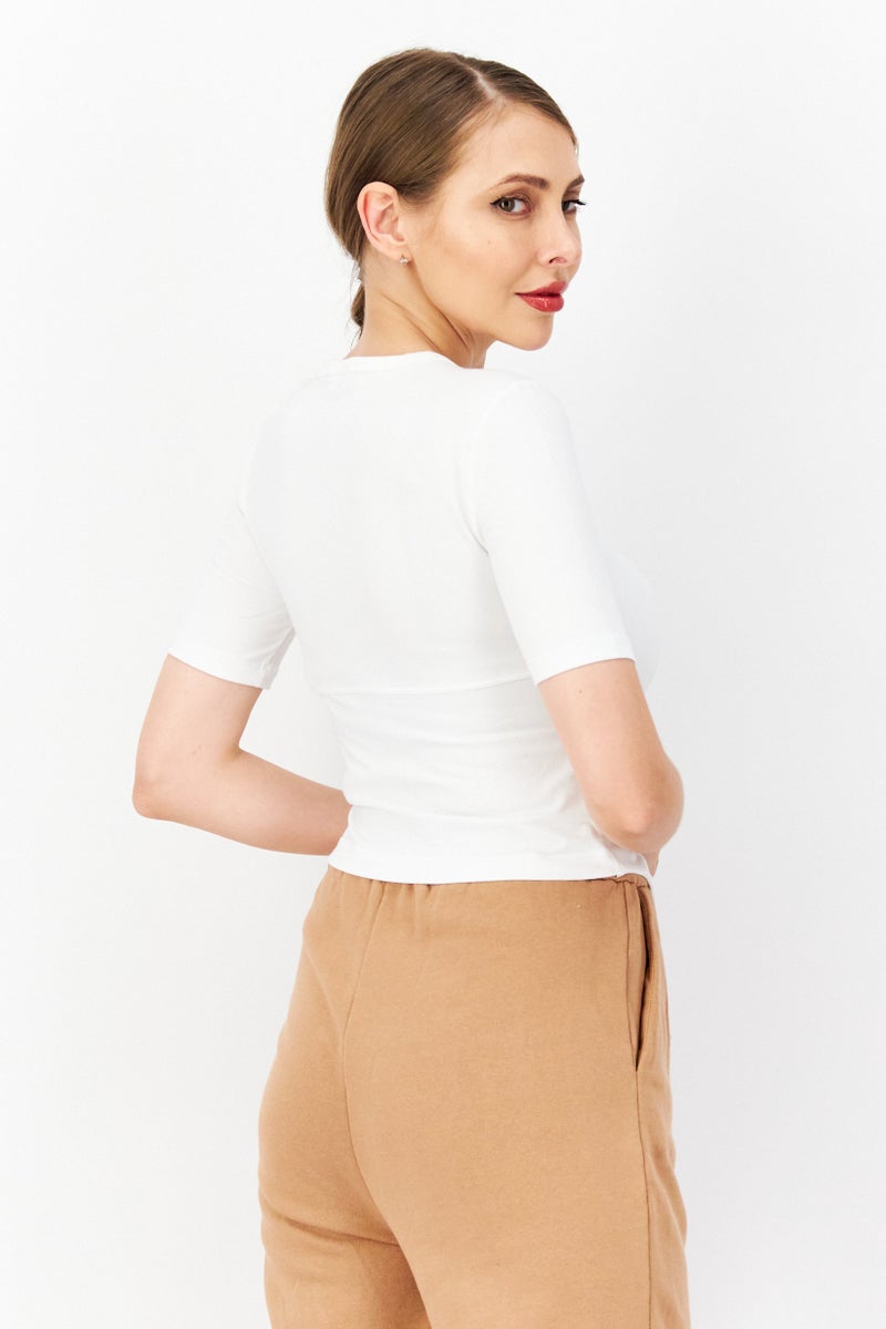 adidas Originals Women Sportswear Fit Short Sleeve Outdoors Tops, White  - Image 4