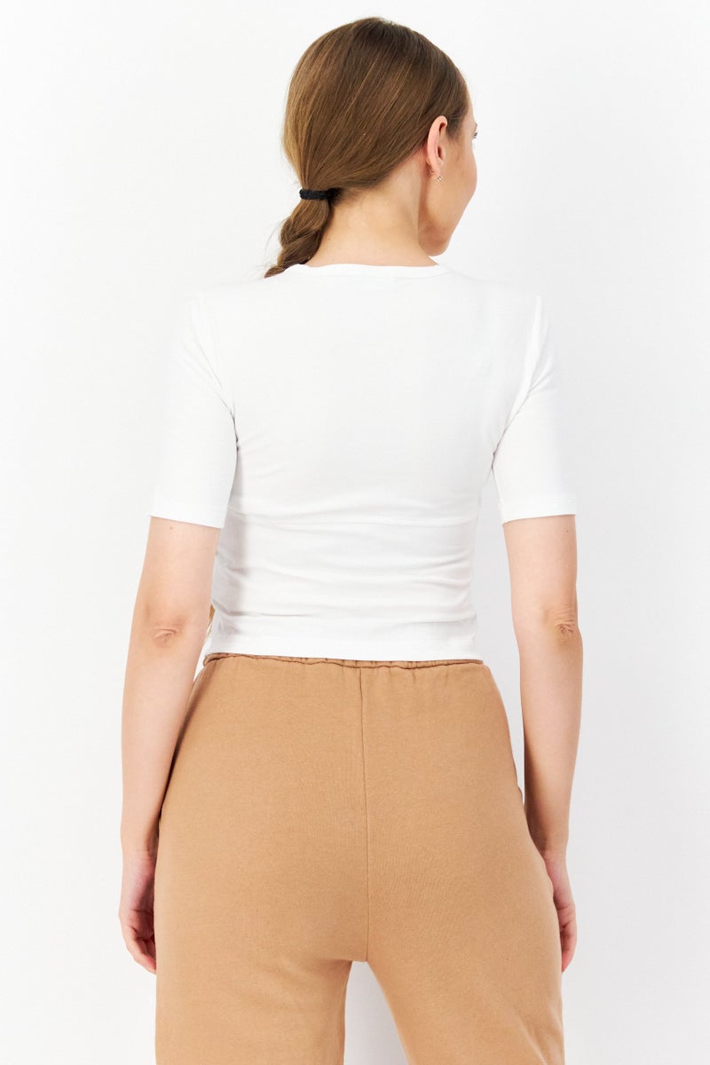 adidas Originals Women Sportswear Fit Short Sleeve Outdoors Tops, White  - Image 3