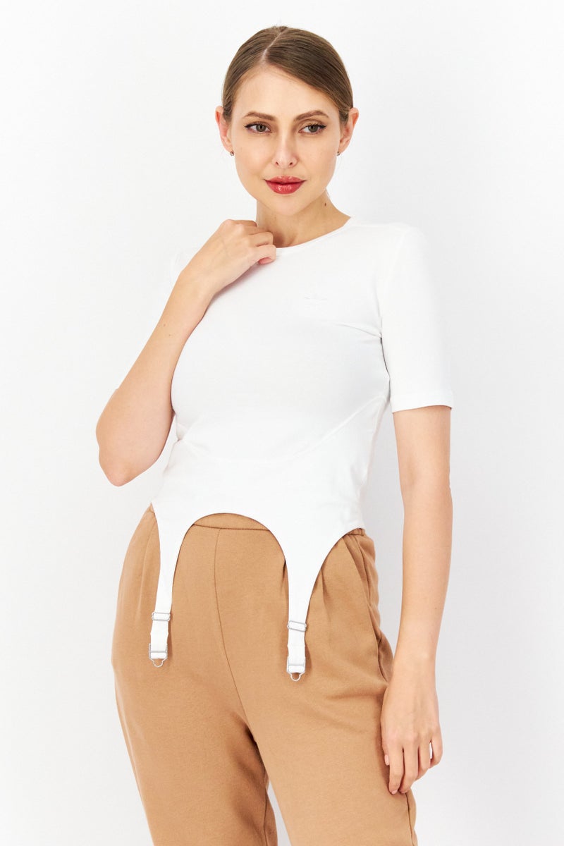adidas Originals Women Sportswear Fit Short Sleeve Outdoors Tops, White  - Image 1