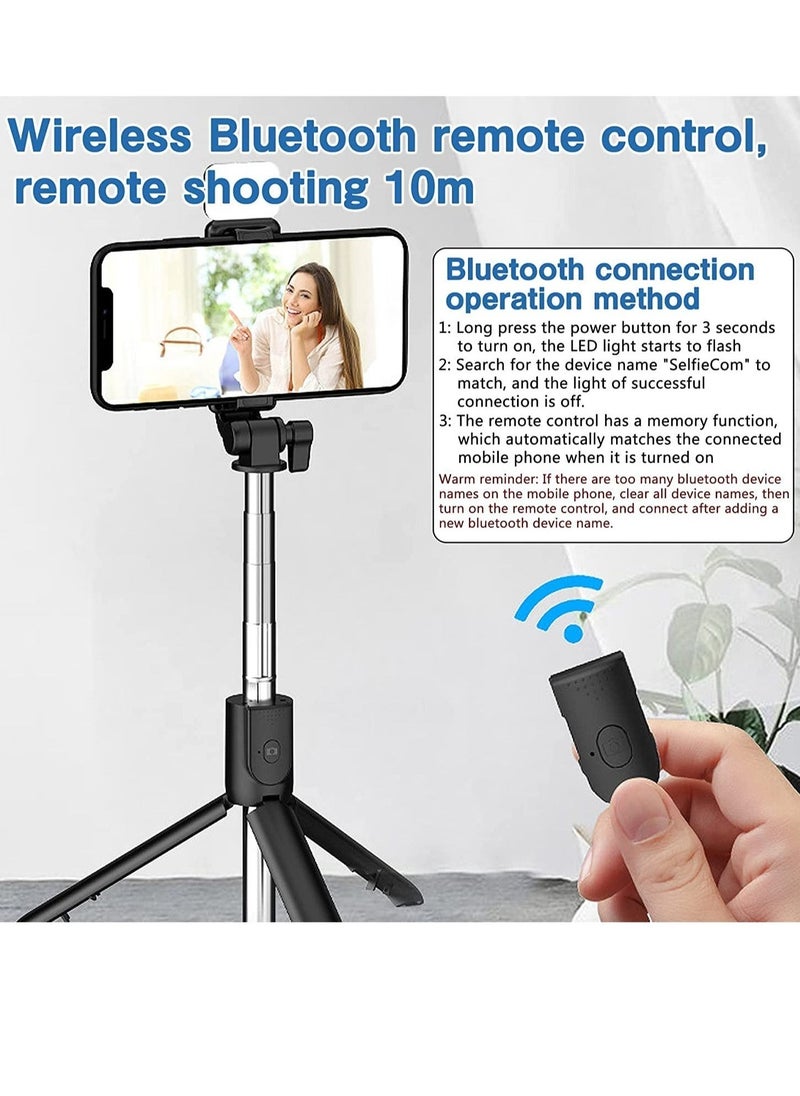 Generic Selfie Stick, Extendable Selfie Stick with LED Fill Light Wireless Remote and Tripod Stand, Portable, Lightweight, big Height extendable 70 cm and Compatible with iphone and Android smartphone  - Image 4