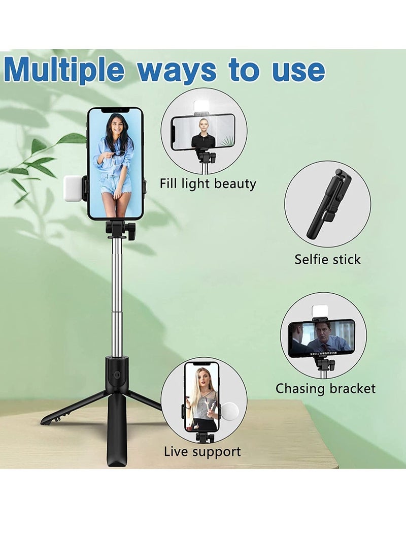 Generic Selfie Stick, Extendable Selfie Stick with LED Fill Light Wireless Remote and Tripod Stand, Portable, Lightweight, big Height extendable 70 cm and Compatible with iphone and Android smartphone  - Image 3