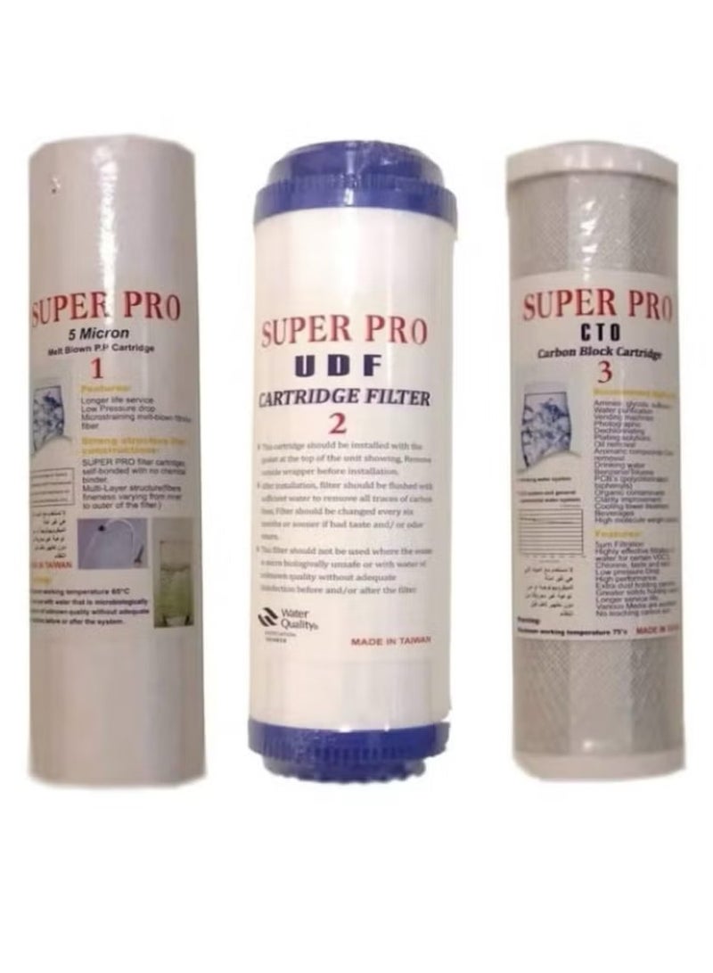 Super Pro 3 Piece Filter Set for Home Water Desalination Device White 25cm