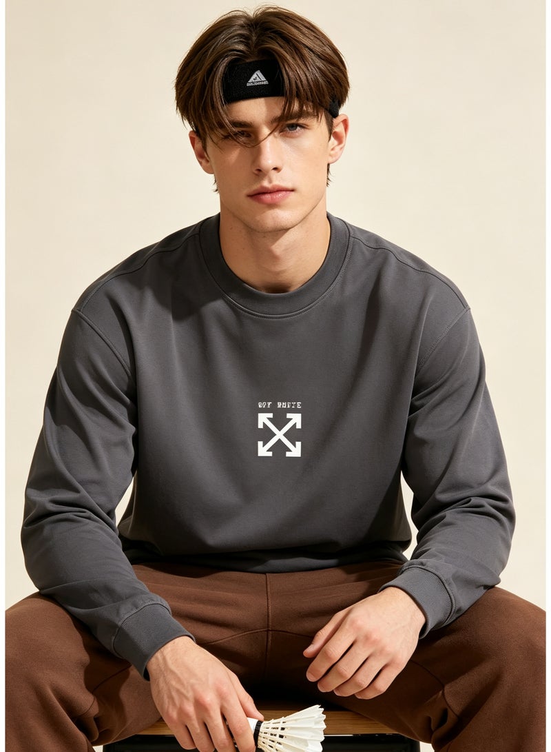 أوف-وايت OFF-WHITE couple spring and autumn heavy cotton loose long sleeve T-shirt for men and women - Image 1