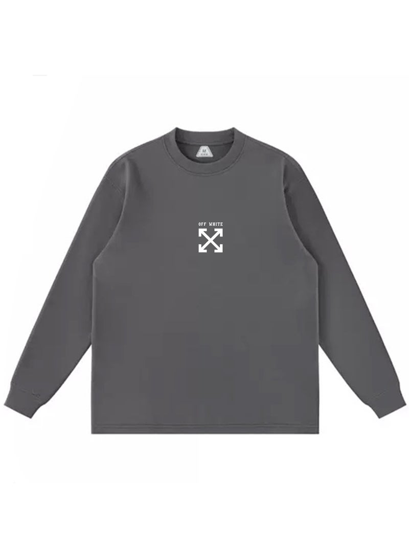أوف-وايت OFF-WHITE couple spring and autumn heavy cotton loose long sleeve T-shirt for men and women - Image 3