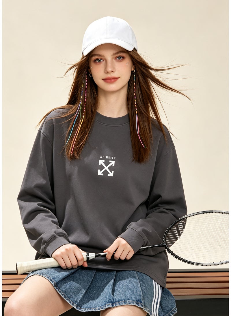 أوف-وايت OFF-WHITE couple spring and autumn heavy cotton loose long sleeve T-shirt for men and women - Image 2