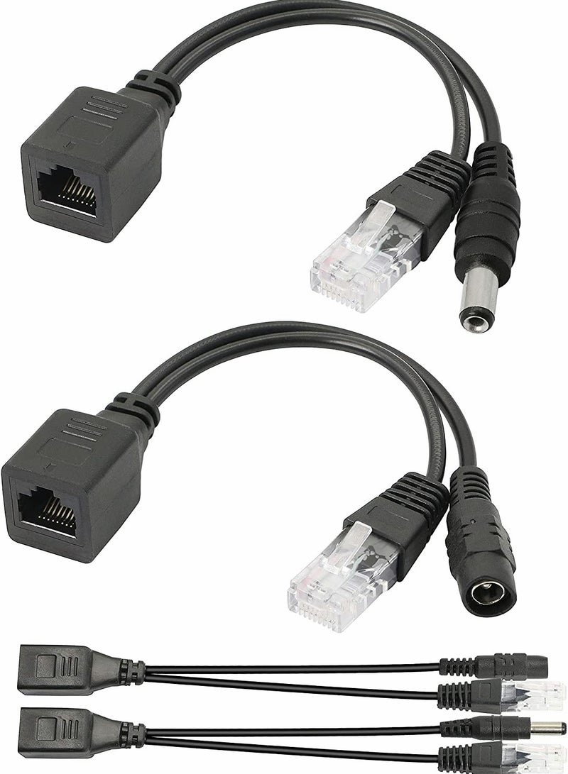 SYOSI كابل محول POE سلبي، و2 زوج من حاقن POE، ومجموعة موزع POE مع موصل DC 5.5x2.1 مم لشبكة WLAN وأجهزة التوجيه والمفاتيح والهواتف عبر الإنترنت وكاميرات IP  - Image 1