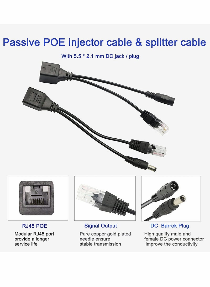 SYOSI كابل محول POE سلبي، و2 زوج من حاقن POE، ومجموعة موزع POE مع موصل DC 5.5x2.1 مم لشبكة WLAN وأجهزة التوجيه والمفاتيح والهواتف عبر الإنترنت وكاميرات IP  - Image 3