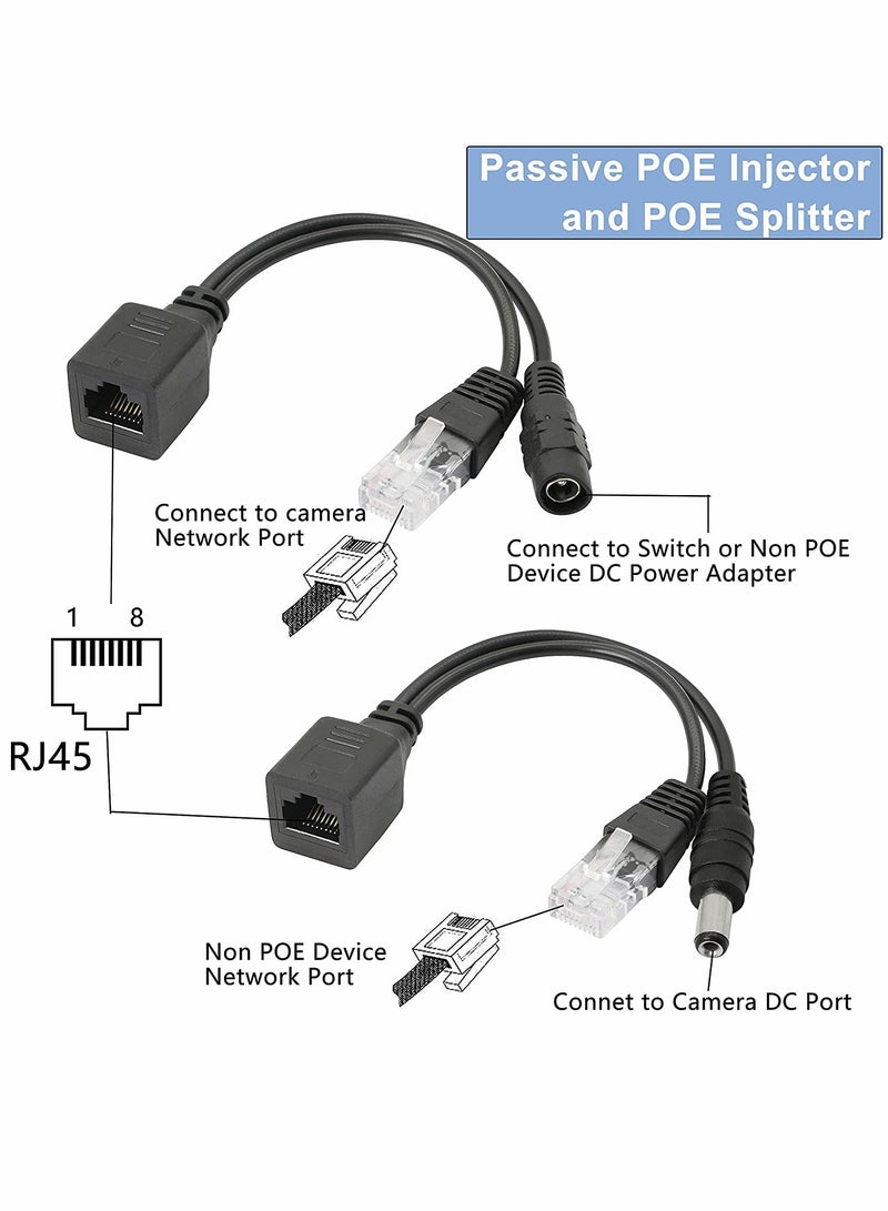 SYOSI كابل محول POE سلبي، و2 زوج من حاقن POE، ومجموعة موزع POE مع موصل DC 5.5x2.1 مم لشبكة WLAN وأجهزة التوجيه والمفاتيح والهواتف عبر الإنترنت وكاميرات IP  - Image 5