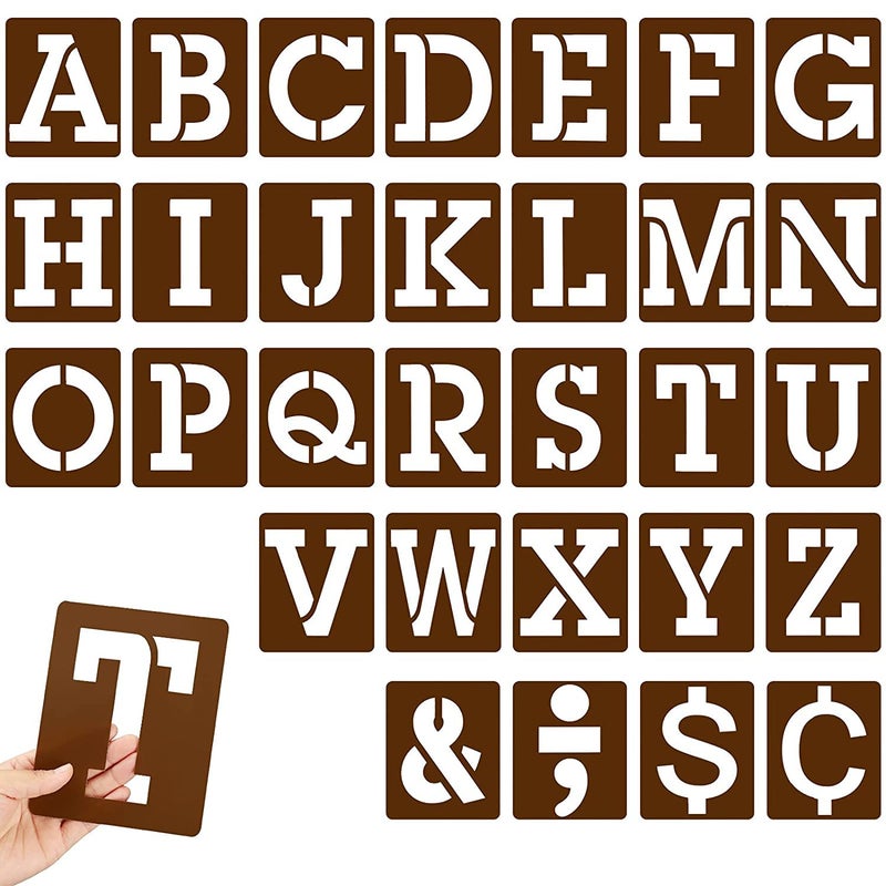Dequera 30 Pieces Large Letter Symbol Stencils Plastic Letter Template Alphabet Painting Stencils for Crafts DIY Decoration Supplies 59 x 47 Inch