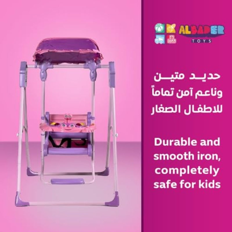 Foldable Swing Indoor And Outdoor Toddler Swing Chair Frog-Themed With Canopy And Toys Adjustable Shade And Safety Belt Fun Play Table For Boys And Girls - Image 2