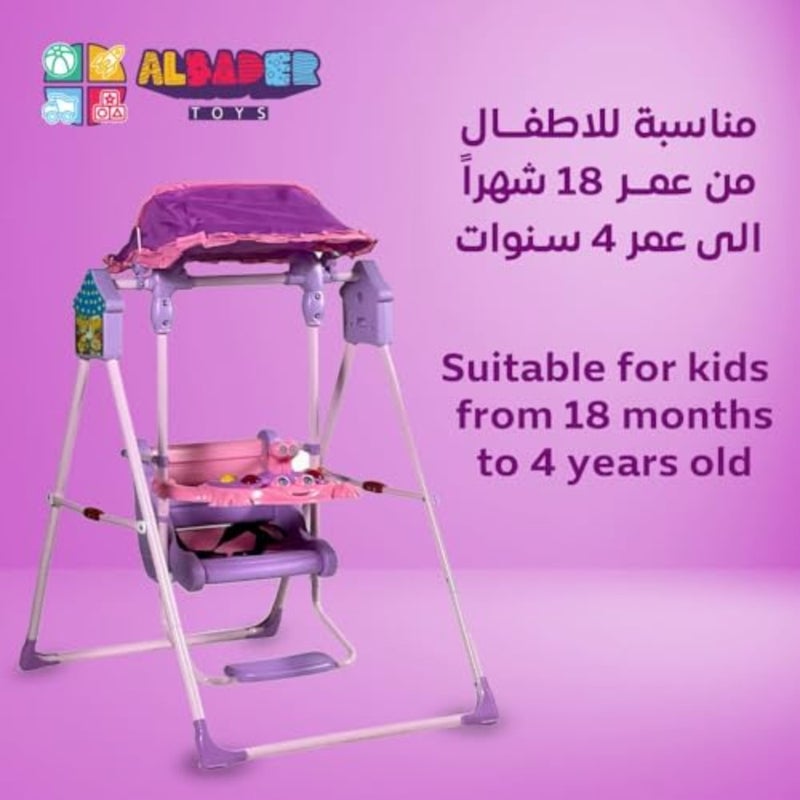 Foldable Swing Indoor And Outdoor Toddler Swing Chair Frog-Themed With Canopy And Toys Adjustable Shade And Safety Belt Fun Play Table For Boys And Girls - Image 3