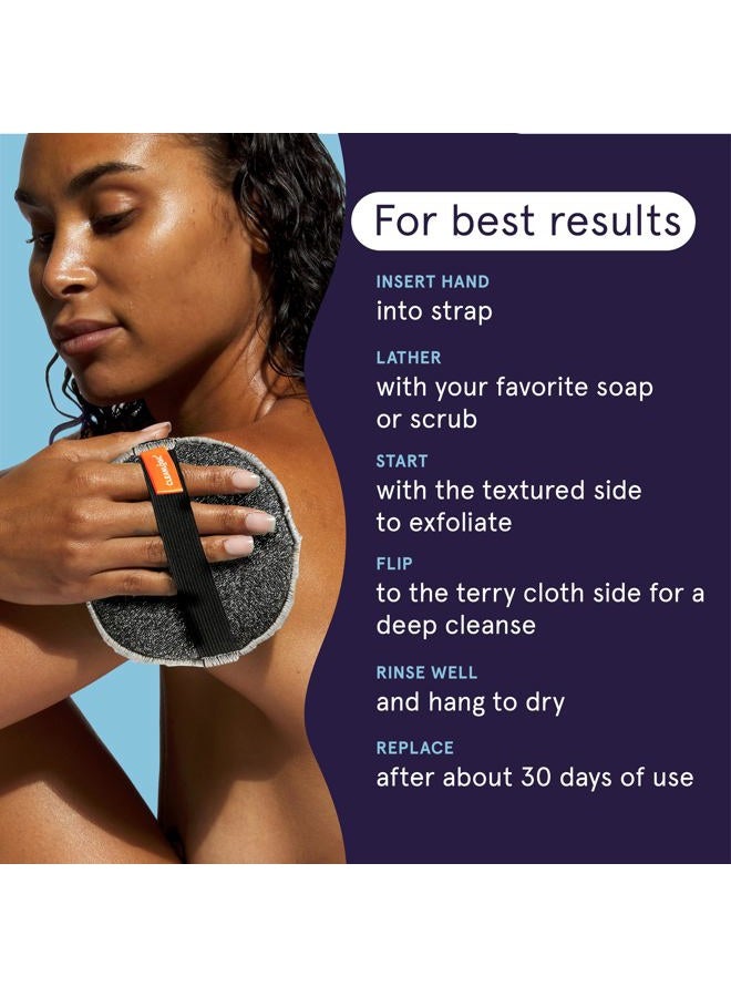 cleanlogic Detoxify Purifying Charcoal Exfoliator Dual-Texture Round Body Scrubber, 3 Count - Image 4