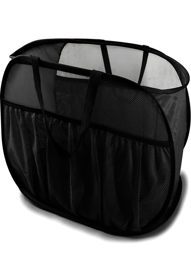 BATTOO Collapsible Laundry Baskets, Upgrade Pop Up Laundry Hamper with Convenient Bags, Foldable Laundry Basket Mesh Light Weight, Easy to Carry Clothes Hampers for Laundry, Dorm, Toys, Travel Black - Image 1