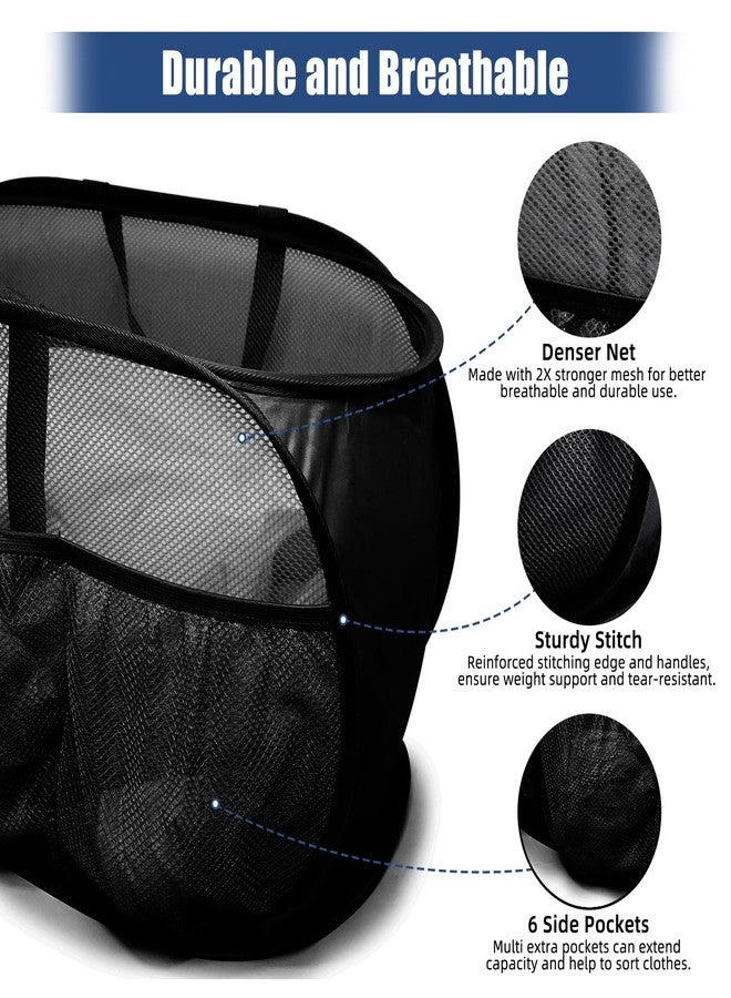 BATTOO Collapsible Laundry Baskets, Upgrade Pop Up Laundry Hamper with Convenient Bags, Foldable Laundry Basket Mesh Light Weight, Easy to Carry Clothes Hampers for Laundry, Dorm, Toys, Travel Black - Image 5