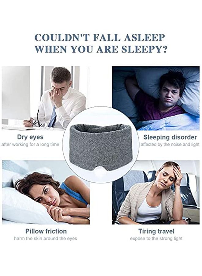 Cotton Sleep Mask Blindfold Cover Soft Portable Blackout Comfortable Breathable Eye Masks for Sleeping Adjustable Blinder Blindfold Airplane Travel Eyepatch Best Night Companion Eyeshade for Women Men Kid Eye Patch (Grey) - Image 2