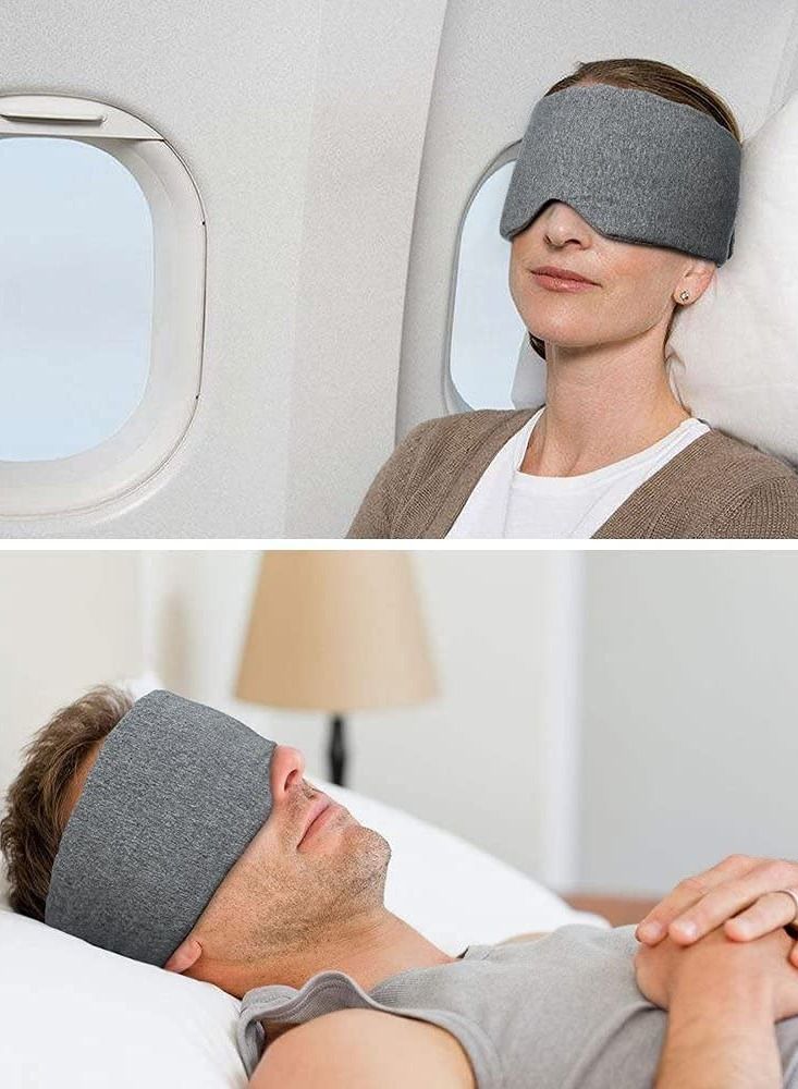 Cotton Sleep Mask Blindfold Cover Soft Portable Blackout Comfortable Breathable Eye Masks for Sleeping Adjustable Blinder Blindfold Airplane Travel Eyepatch Best Night Companion Eyeshade for Women Men Kid Eye Patch (Grey) - Image 4