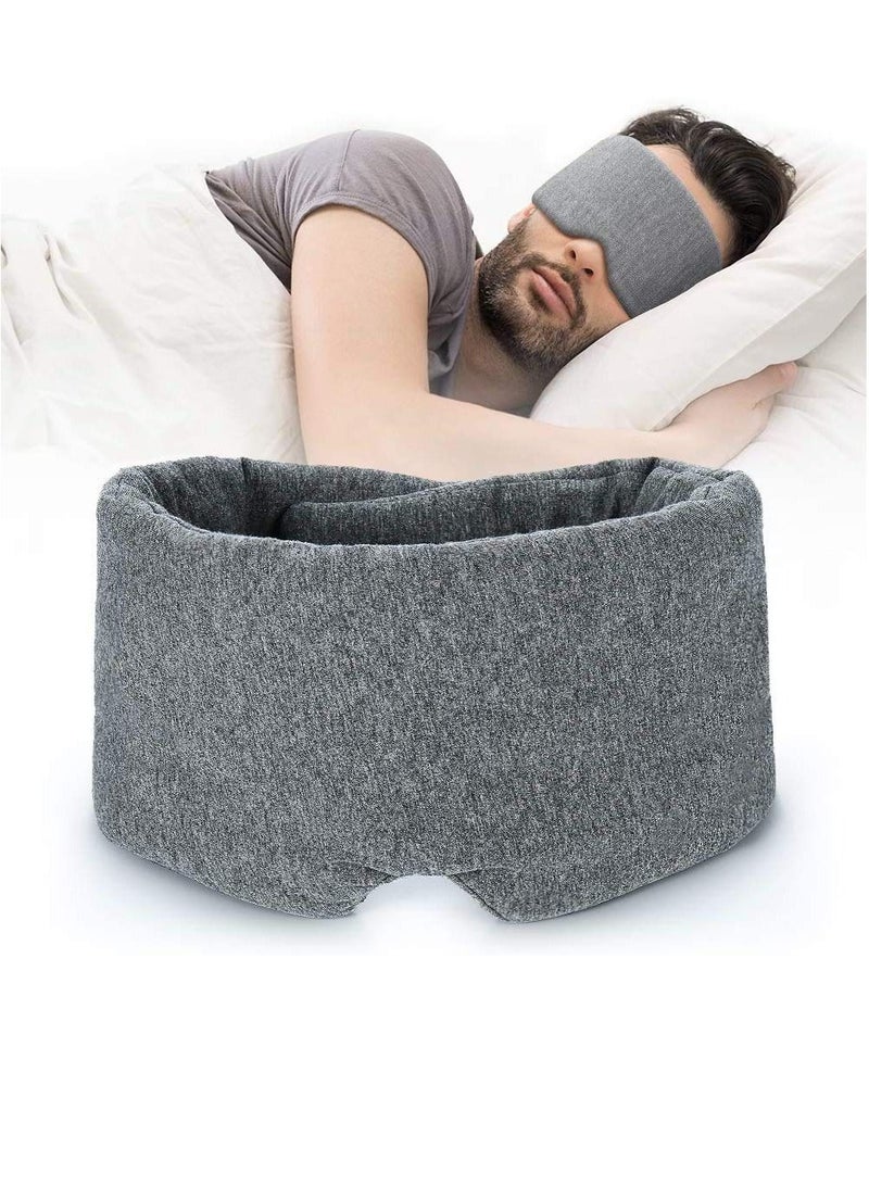Cotton Sleep Mask Blindfold Cover Soft Portable Blackout Comfortable Breathable Eye Masks for Sleeping Adjustable Blinder Blindfold Airplane Travel Eyepatch Best Night Companion Eyeshade for Women Men Kid Eye Patch (Grey) - Image 1