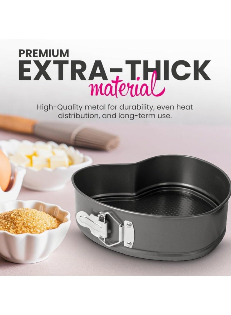 3 Piece Springform Pan Set Heart Round Square Leakproof Cake Pan for Baking Lovers Deep Baking Set with Removable Base 3 Pieces Metal (24cm - 26cm - 28cm) - 3 Piece Detachable Cake Pan Set for Baking Round Baking Pan with Removable Base Carbon Steel - Non-Stick Clip Springform Cake Pans Set Round, Heart and Square - Non-Stick Quick Release Cake Pan with Non-Stick Base, Cake and Cheesecake Baking Pan with Removable Base - Image 5