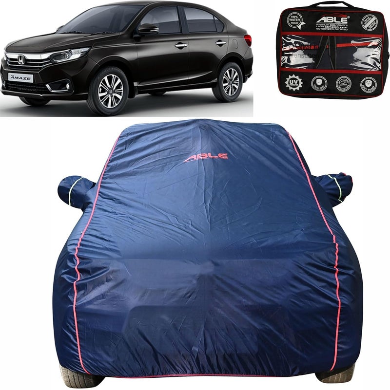 Able Parashuit Blue WR Series Car Body Cover with Mirror Pockets and Driver Door Zipper Compatible for Honda Amaze New Type-II (2018 to Till Now Model) - Image 1