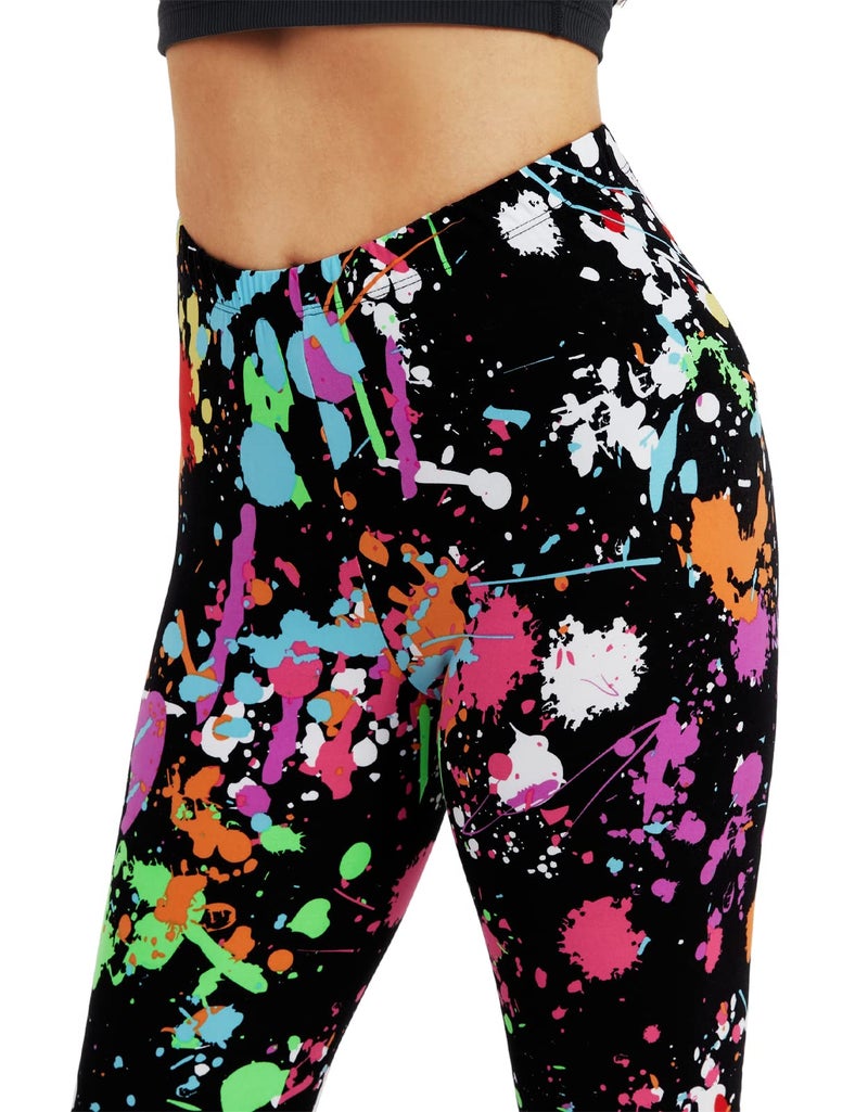 sissycos Women's 80s Leggings Artistic Splash Printed Buttery Soft Stretchy Pants (XX-Large, Color Splash) - Image 5