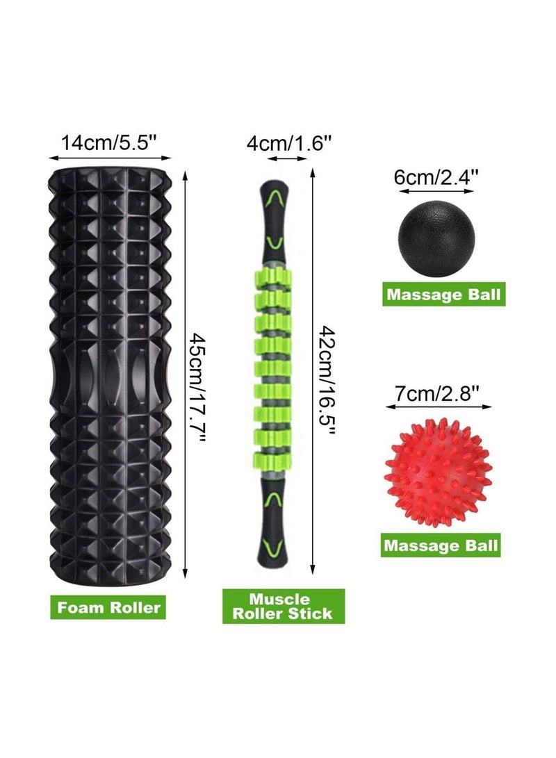 5-In-1 Large Size Foam Roller Kit with Muscle Roller Stick and Massage Balls for Physical Therapy Pain Relief Myofascial Release Balance Exercise - Image 2
