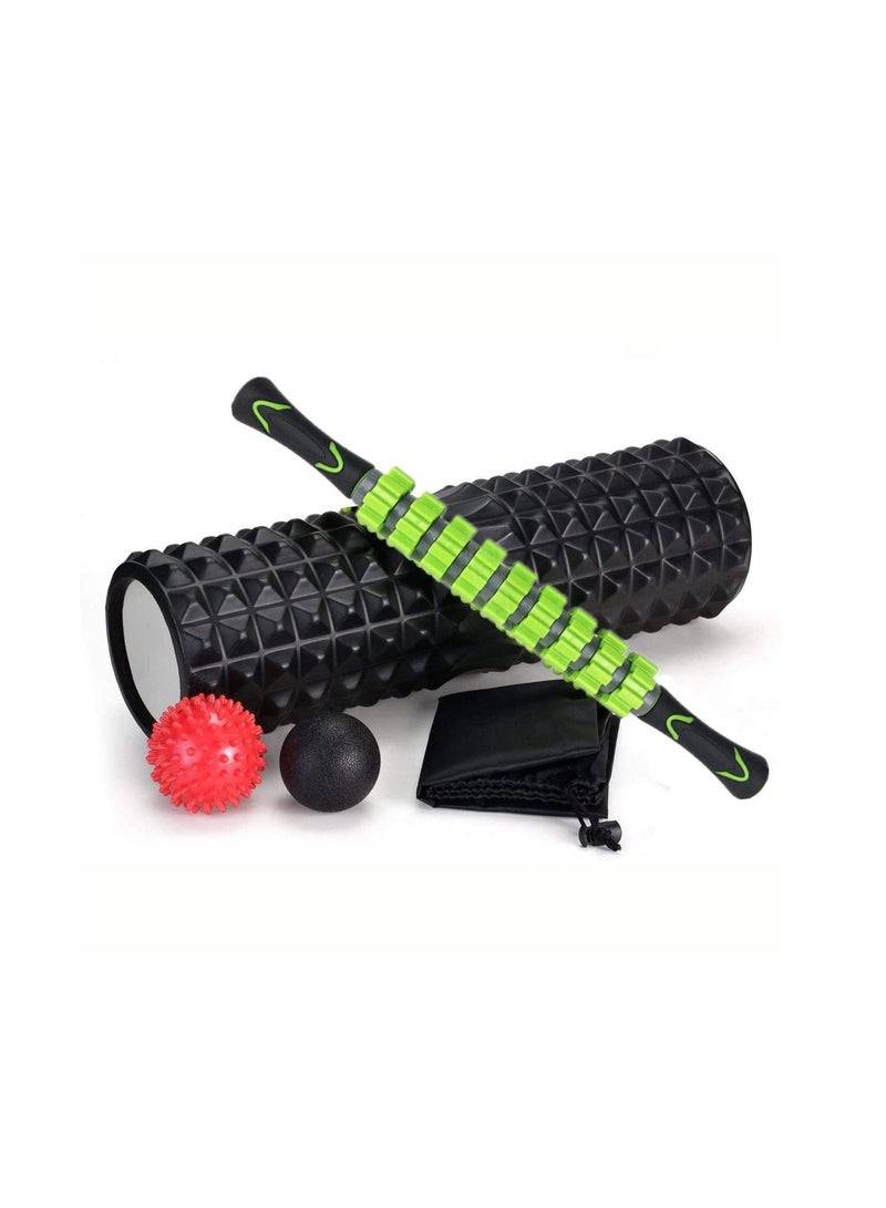 5-In-1 Large Size Foam Roller Kit with Muscle Roller Stick and Massage Balls for Physical Therapy Pain Relief Myofascial Release Balance Exercise - Image 1