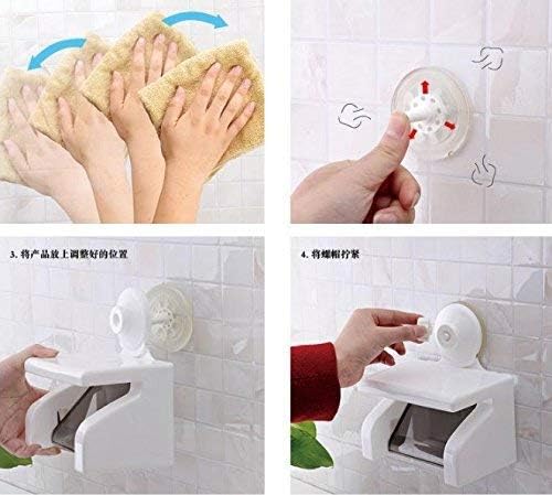 XIBO Tissue Holde Waterproof ABS Plastic Toilet Paper Tissue Roll Holder with Shelf Rack Bathroom Tissue Paper Roll Holder with Power Suction Cup - Image 3