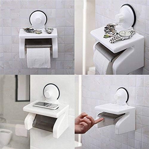 XIBO Tissue Holde Waterproof ABS Plastic Toilet Paper Tissue Roll Holder with Shelf Rack Bathroom Tissue Paper Roll Holder with Power Suction Cup - Image 4