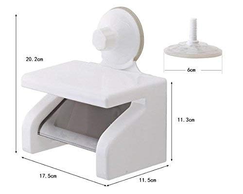 XIBO Tissue Holde Waterproof ABS Plastic Toilet Paper Tissue Roll Holder with Shelf Rack Bathroom Tissue Paper Roll Holder with Power Suction Cup - Image 2