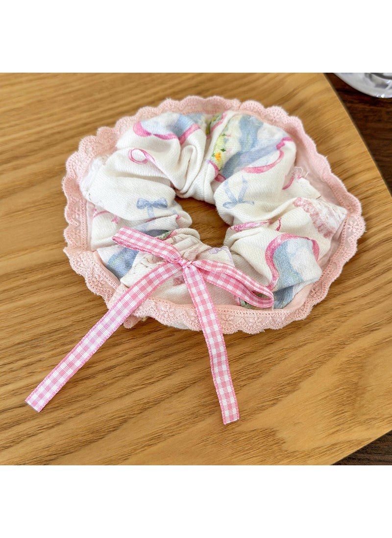 Loquat Cute Puppy Spring erfly Bow Hair Ties Bandana 25217A White Hair Ring with Powder Edge