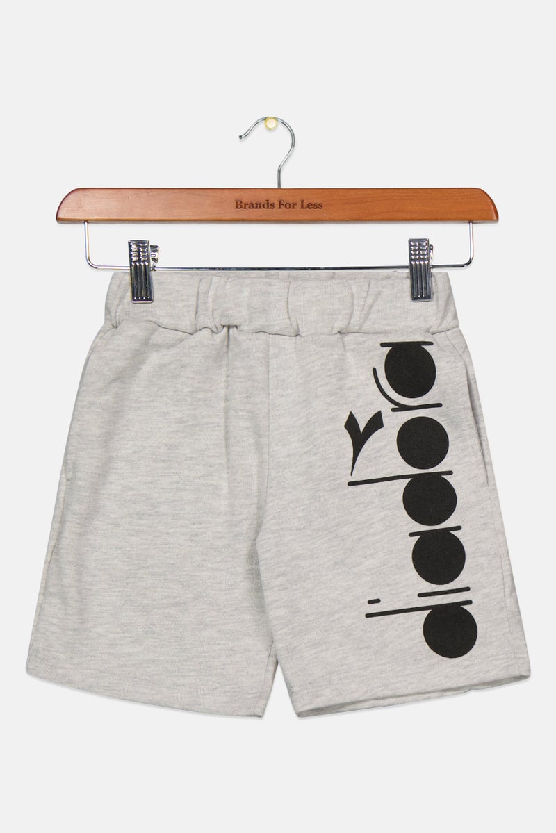 DIADORA Toddlers Boy Brand Logo Basic Shorts, Grey/Black - Image 1