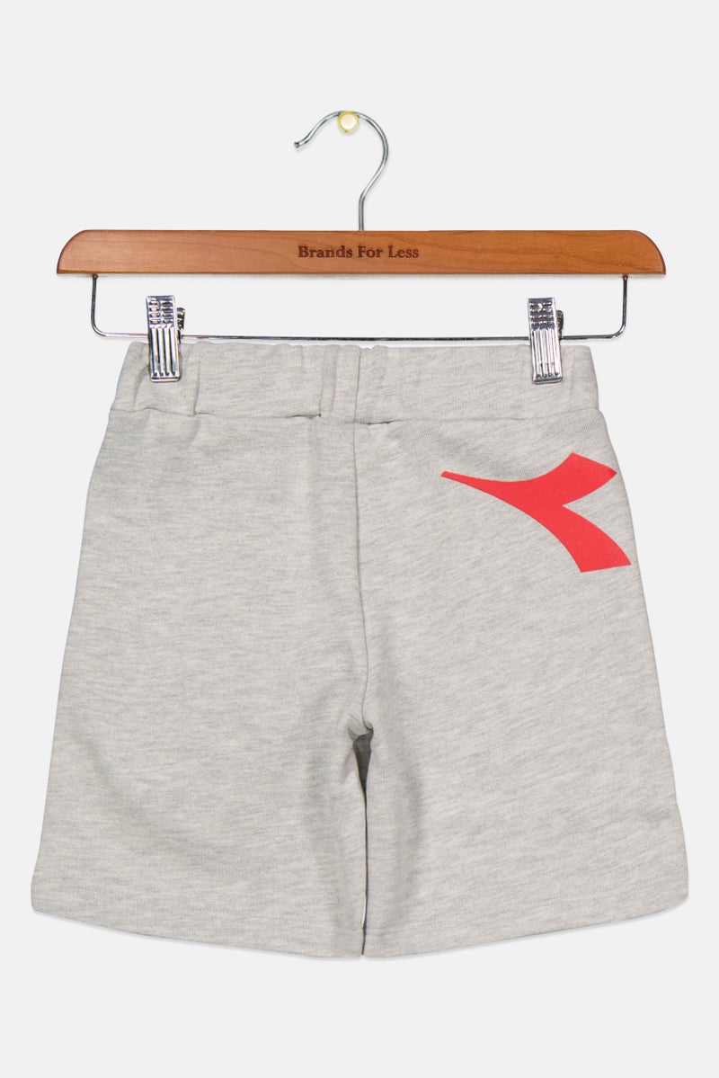 DIADORA Toddlers Boy Brand Logo Basic Shorts, Grey/Black - Image 2