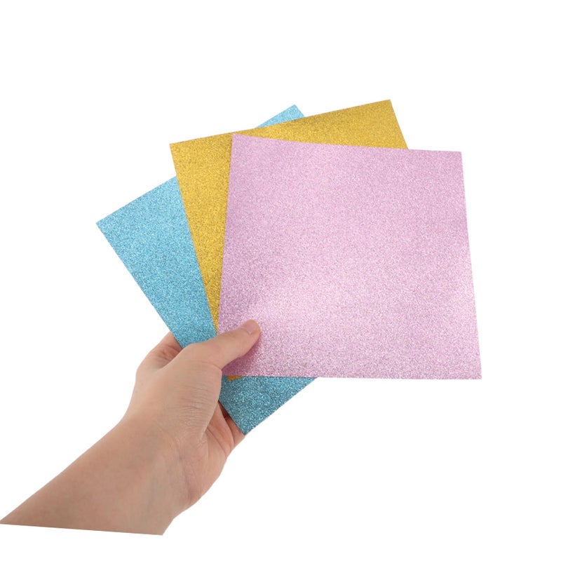 60 Sheets Glitter Origami Paper Iridescent Craft Paper DIY Projects Easy Folding Non Shedding - Image 5