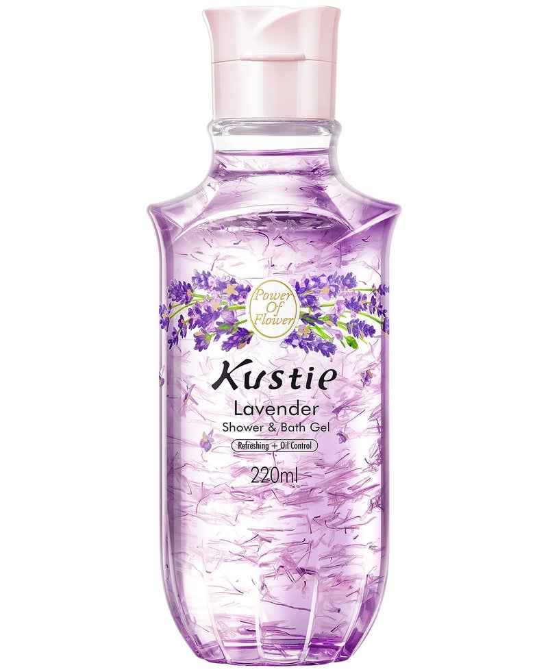 kustie غسول الجسم كستي بخلاصة اللافندر - بتلات بروفنس الحقيقية المرئية مع زيت شجرة الشاي | منظف للتحكم في الزيوت وتنظيف المسام لبشرة متوازنة | خالي من البارابين والسلفات والفثالات | 7.4 أونصة سائلة - Image 1