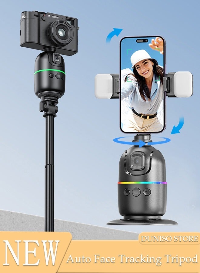 DUNISO Auto Face Tracking Tripod, 360°Rotation Auto Tracking Phone Holder Body Track Camera Mount with Remote, No App Needed, Gesture Control, Moving Tripod for Vlog Live Streaming Video Recording - Image 1