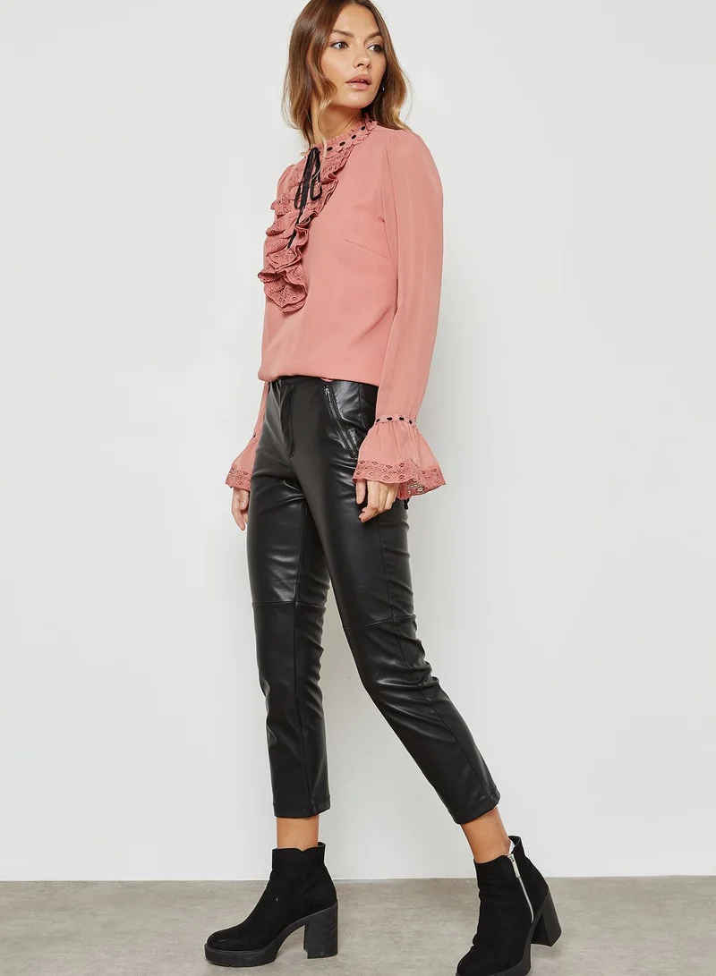 VERO MODA Frill Detail High Neck Shirt