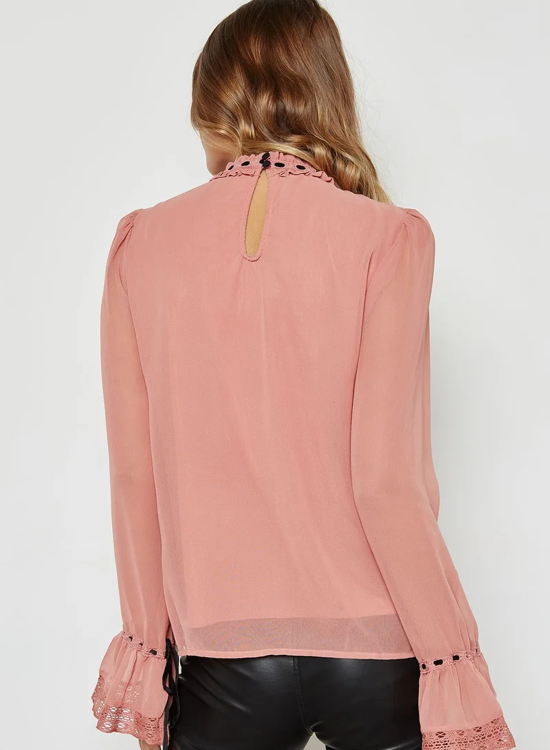 VERO MODA Frill Detail High Neck Shirt