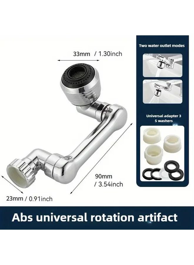 Silvery ABS 360 Rotating Faucet 3 In 1 Adjustable Arm Splash Free Spout Foldable Design - Image 4
