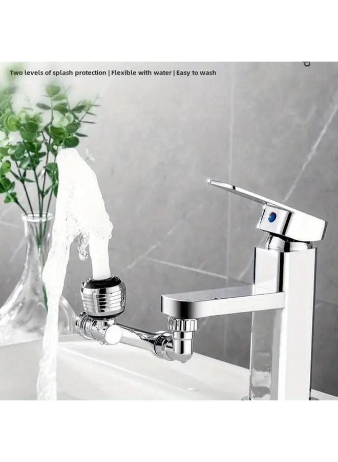 Silvery ABS 360 Rotating Faucet 3 In 1 Adjustable Arm Splash Free Spout Foldable Design - Image 3
