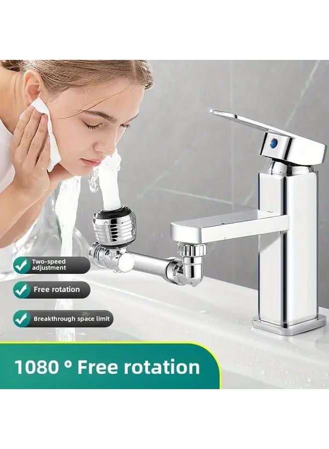 Silvery ABS 360 Rotating Faucet 3 In 1 Adjustable Arm Splash Free Spout Foldable Design - Image 5